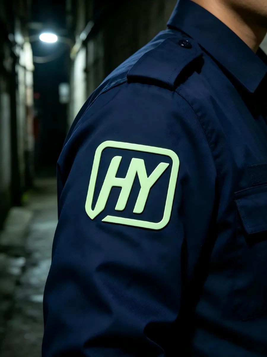 HY-SiO3H-2 luminous silicone film on safety workwear with sustained afterglow for low-light visibility