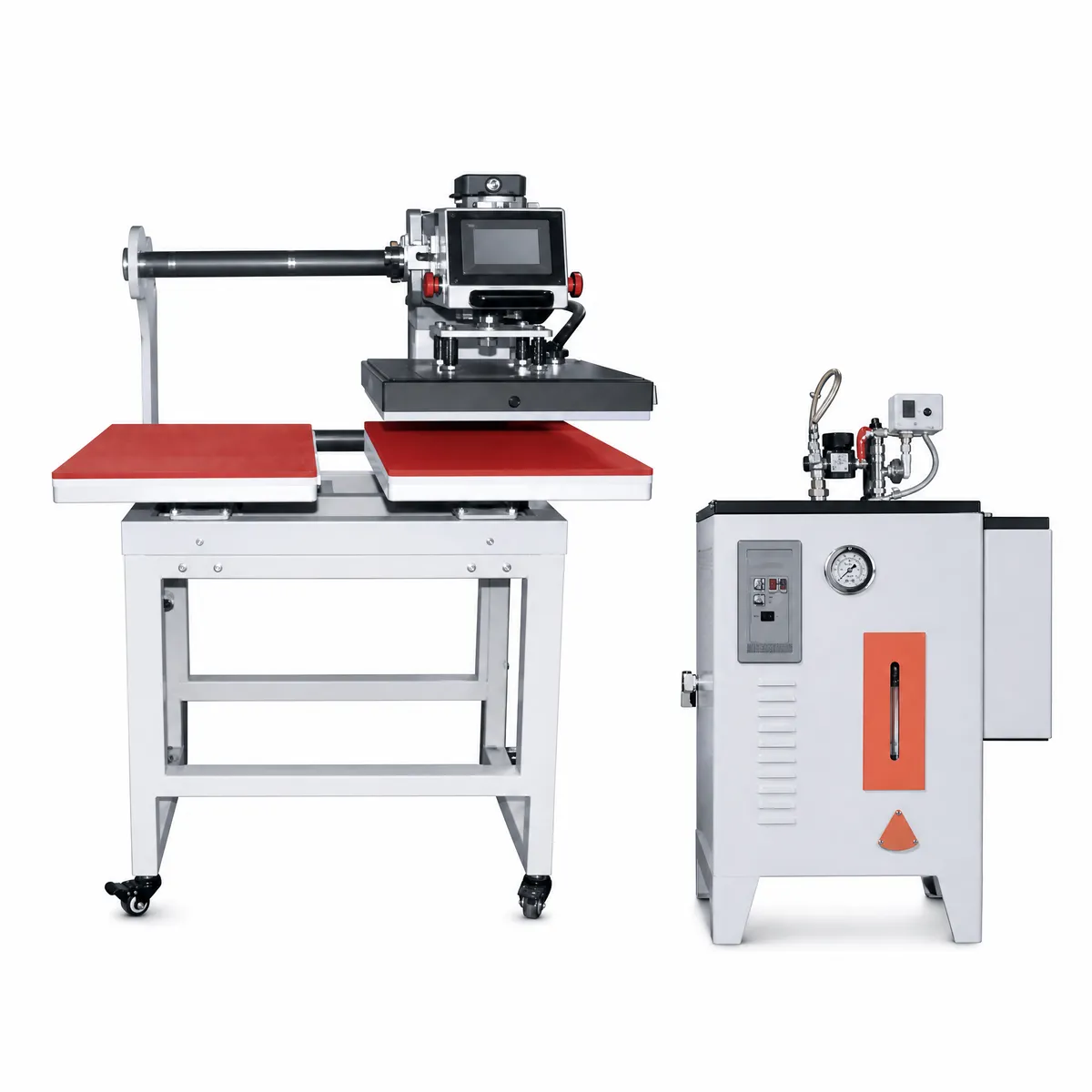 HY-PU2V AUTOMATIC UP-SLIDING PNEUMATIC DOUBLE-STATION VAPOUR HEAT PRESS MACHINE