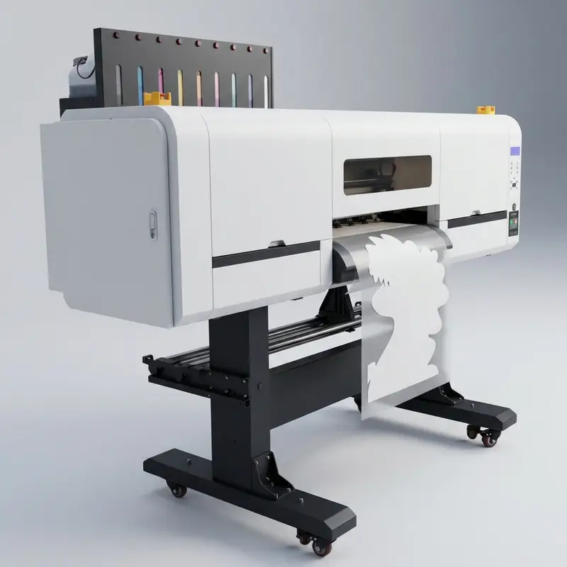 Printing CMYK and white inks on PET film
