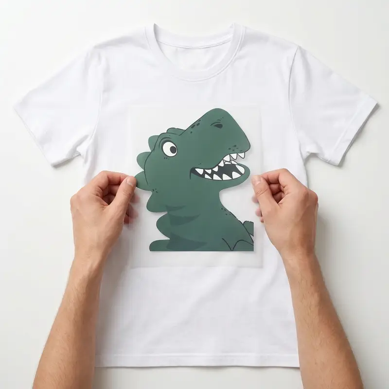 Placing printed film on a garment