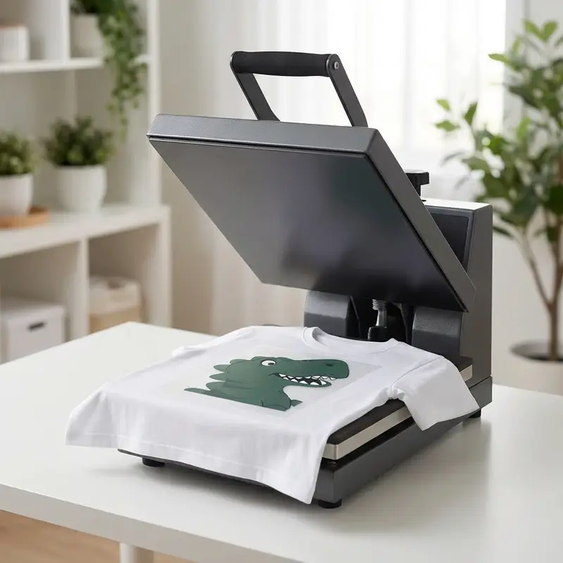 Heat press process for DTF transfers